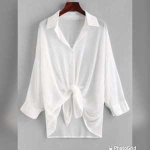 Zaful button up drop shoulder cover up